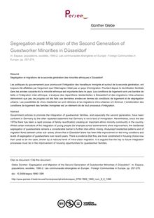Segregation and Migration of the Second Generation of Guestworker Minorities in Düsseldorf  - article ; n°2 ; vol.8, pg 257-278
