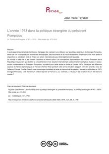 L année 1973 dans la politique étrangère du président Pompidou - article ; n°4 ; vol.39, pg 473-504