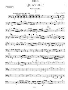Partition violoncelle, corde quatuor No.3, Op.32, A major, Kopylov, Aleksandr