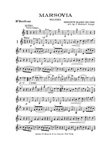 Partition baryton (aigu Clef) (B♭), Marsovia valses, B♭, Blanke-Belcher, Henriette