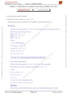 Première S-Chapitre équations de droites: droites parallèles(exercice corrigé)
