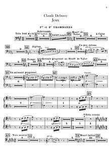 Partition Trombone 1/2, 3, Tuba, Debussy, Claude