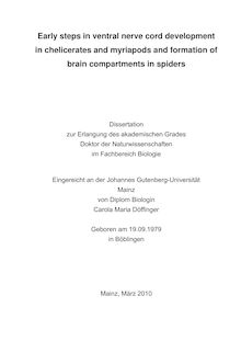 Early steps in ventral nerve cord development in chelicerates and myriapods and formation of brain compartments in spiders [Elektronische Ressource] / von Carola Maria Döffinger