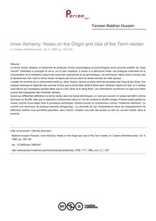 Inner Alchemy: Notes on the Origin and Use of the Term neidan - article ; n°1 ; vol.5, pg 163-190