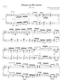 Partition Piano, Allegro, C minor, Tchaikovsky, Pyotr