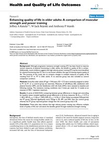 Enhancing quality of life in older adults: A comparison of muscular strength and power training