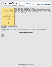 Piano Sheet Music - Erik Satie - Three Gymnopedies For Piano ...