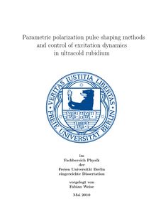 Parametric polarization pulse shaping methods and control of excitation dynamics in ultracold rubidium [Elektronische Ressource] / vorgelegt von Fabian Weise