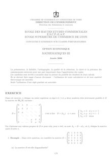 Mathématiques III 2006 Classe Prepa HEC (ECO) HEC