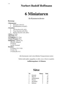 Partition Title (pages 1-3), 6 Miniaturen für Kammerorchester, Hoffmann, Norbert Rudolf