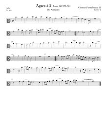 Partition ténor viole de gambe, alto clef, Alman, Ferrabosco Jr., Alfonso