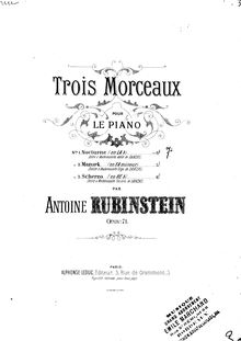Partition , Nocturne en A♭, 3 Morceaux, Op.71, Trois Morceaux pour le piano