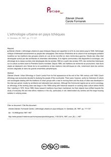 L ethnologie urbaine en pays tchèques - article ; n°1 ; vol.28, pg 111-127
