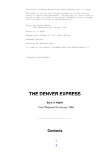 The Denver Express - From "Belgravia" for January, 1884