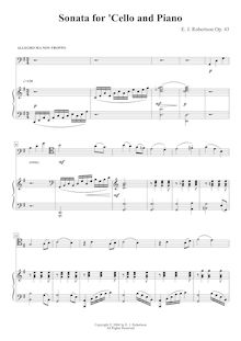 Partition complète, Sonata pour violoncelle et Piano, G major, Robertson, Ernest John