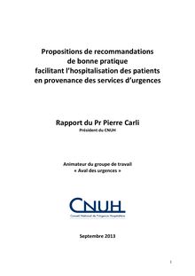 Propositions de recommandations de bonne pratique facilitant l hospitalisation des patients en provenance des services d urgences