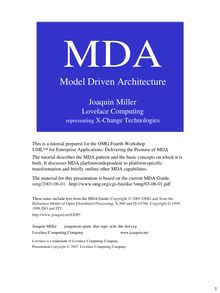 Model Driven Architecture Tutorial