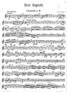 Partition clarinette, Grand Septet en B flat, B♭ Major, Berwald, Franz