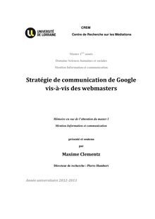Stratégie de communication de Google vis-à-vis des webmasters 