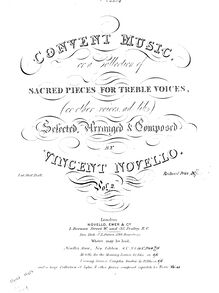 Partition Volume 2, Convent music; ou a Collection of sacré pièces pour aigu voix, (ou other voix ad lib.)
