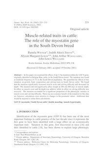 Muscle-related traits in cattle: The role of the myostatin gene in the South Devon breed