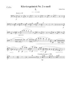 Partition de violoncelle, Piano quintette No.2 en E minor par Albin Fries