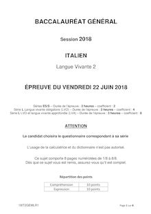 Bac général : l épreuve d italien LV2 en 2018