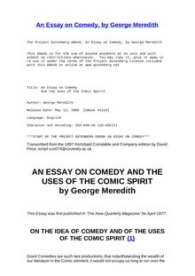 An Essay on comedy and the uses of the comic spirit