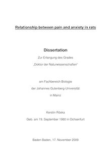 Relationship between pain and anxiety in rats [Elektronische Ressource] / Kerstin Röska