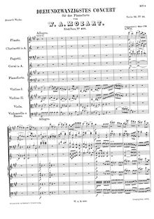 Partition complète, Piano Concerto No.23, A major, Mozart, Wolfgang Amadeus par Wolfgang Amadeus Mozart