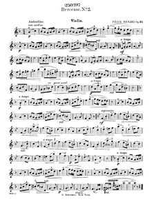 Partition de violon, Berceuse No.2, Op.20, F major, Renard, Félix
