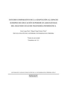 Estudio comparativo de la adaptación al espacio europeo de educación superior en asignaturas del segundo ciclo de ingeniería informática