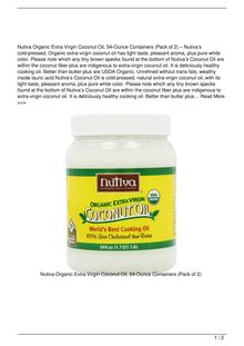 Nutiva Organic Extra Virgin Coconut Oil 54Ounce Containers Pack of 2 Food Review