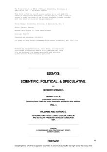 Essays: Scientific, Political, & Speculative, Vol. I