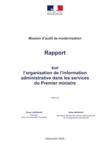 L organisation de l information administrative dans les services du Premier ministre : mission d audit de modernisation