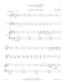 Partition X, Pluto (November),  pour hautbois, Piano, et Percussion
