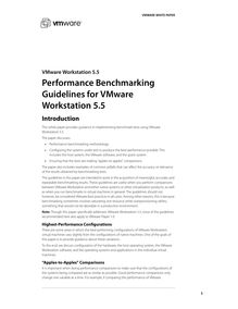 Performance Benchmarking Guidelines for VMware Workstation 5.5