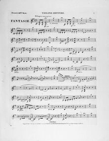 Partition violons II, Fantasie on  Oberons Zauberhorn , Oberons Zauberhorn: grosse Fantasie für das Piano-Forte, mit Begleitung des Orchesters