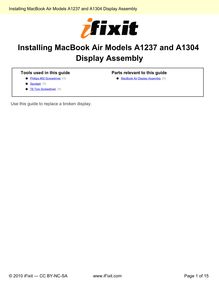 Installing MacBook Air Models A1237 and A1304 Display Assembly
