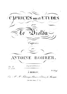 Partition de violon, 18 Caprices ou Etudes, Bohrer, Antoine