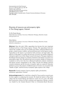 Diversity of resource use and property rights in Tam Giang Lagoon, Vietnam