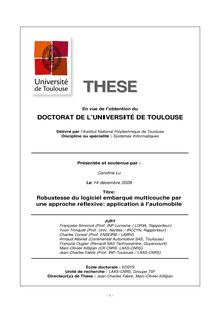 Robustesse du logiciel embarqué multicouche par une approche réflexive : application à l automobile, Robustness of multilayered embedded software through a reflective approach : application in the automotive industry