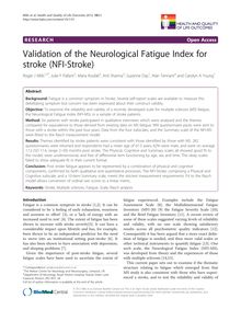 Validation of the Neurological Fatigue Index for stroke (NFI-Stroke)