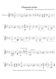 Partition violons II, Chanson triste, Kalinnikov, Vasily