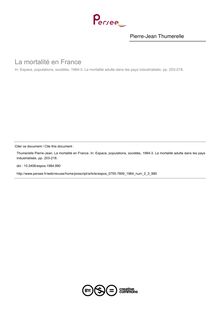 La mortalité en France - article ; n°3 ; vol.2, pg 203-218
