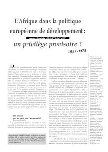 L’Afrique dans la politique européenne de développement : un privilège provisoire ? - article ; n°1 ; vol.77, pg 39-44