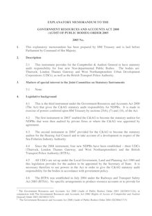 EXPLANATORY MEMORANDUM TO THE DRAFT GOVERNMENT RESOURCES AND ACCOUNTS ACT 2000 (AUDIT OF PUBLIC BODIES)