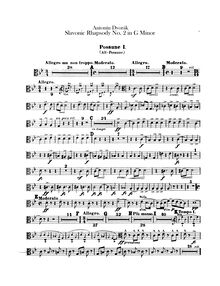 Partition Trombone 1 (alto), 2 (ténor), 3 (basse), Slavonic Rhapsodies par Antonín Dvořák