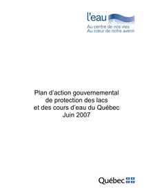 Plan d action gouvernemental de protection des lacs et des cours d eau  du Québec