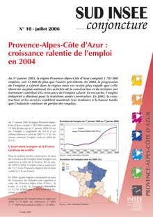 Provence-Alpes-Côte d Azur : croissance ralentie de l emploi en 2004